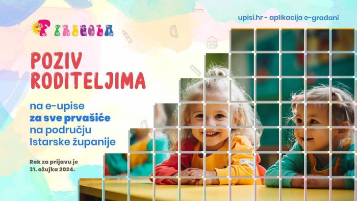 Poziv roditeljima na e-upise za sve prvašiće na području Istarske županije